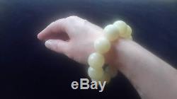 Certified Baltic Natural 46,39gr Amber Royal White 19,5mm Round Beads Bracelet