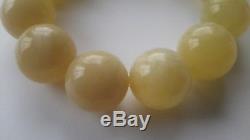 Certified Baltic Natural 50,83gr Amber Beads 20mm Egg Yolk Butterscotch Bracelet