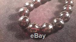 Certified Huge Baltic Natural 117gr Dark Cherry Amber 20mm Round Beads Necklace