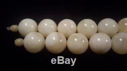 Certified Huge Baltic Natural 136,4g Royal White Amber 20mm Round Beads Necklace