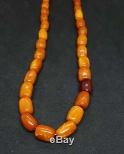 Chinese Antique Natural Baltic Amber Butterscotch Necklace Old Prayer Beads Mala