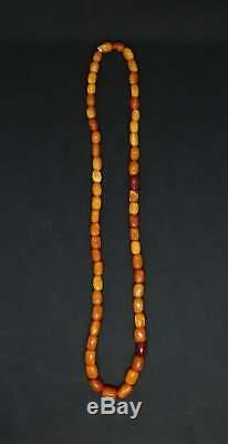 Chinese Antique Natural Baltic Amber Butterscotch Necklace Old Prayer Beads Mala
