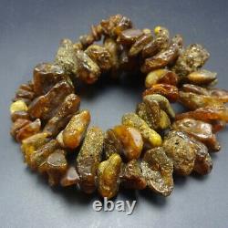 Chunky Vintage NATURAL Untreated RAW BALTIC AMBER 21 NECKLACE 121.5g, 925 Clasp