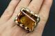 Dian Malouf 14K Gold Sterling Baltic Amber Ring Sz 7 Heavy 58.5g HUGE OOAK