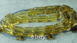 Dominican Natural Amber Blue Light Rosar Beads Prayer Amber Necklace