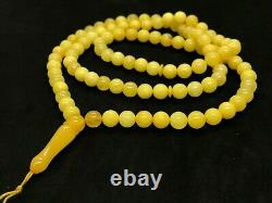 EGG YOLK HIGH QUALITY Islamic 99 Prayer Beads Natural Baltic Amber 28,6g 7713
