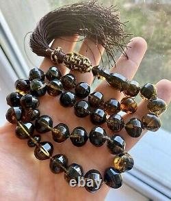 EXCLUSIVE FACETED Beads Natural Baltic Amber 45g. Islamic Prayer Rosary Tesbih