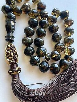 EXCLUSIVE FACETED Beads Natural Baltic Amber 45g. Islamic Prayer Rosary Tesbih