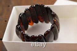 Elegant Baltic Amber Bracelet Dark Cherry color Masive natural beads Genuine