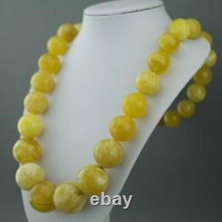 Elegant German Natural Baltic Amber beads rare necklace in cloudy egg yolk and w