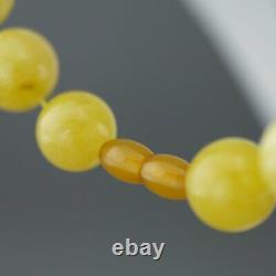 Elegant German Natural Baltic Amber beads rare necklace in cloudy egg yolk and w