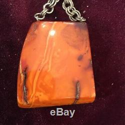 Exceptional XL Antique Natural Butterscotch Egg Yolk Baltic Amber Beads Necklace