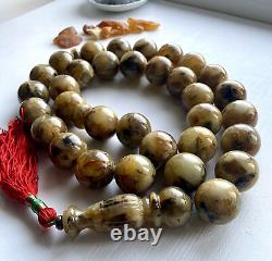 Extra Large Natural Baltic Amber 637g. Islamic Prayer Rosary White 32mm. Beads