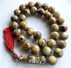 Extra Large Natural Baltic Amber 637g. Islamic Prayer Rosary White 32mm. Beads