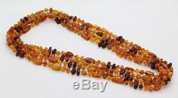 Extra Long 92 Natural Baltic Golden Honey Amber Nugget 6mm-13mm Necklace SMS NR