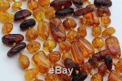 Extra Long 92 Natural Baltic Golden Honey Amber Nugget 6mm-13mm Necklace SMS NR