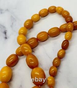 FINEST QUALITY Antique Natural Baltic AMBER BEAD NECKLACE EGG YOLK BUTTERSCOTCH