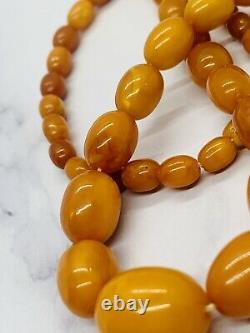 FINEST QUALITY Antique Natural Baltic AMBER BEAD NECKLACE EGG YOLK BUTTERSCOTCH