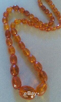 Faceted Natural Baltic Honey Amber Bead Necklace 69 Grams