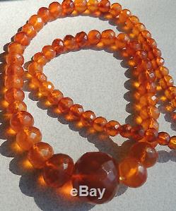 Faceted Natural Baltic Honey Amber Bead Necklace 75 Grams