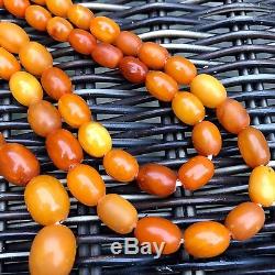 Fine Antique Heavy Natural Baltic Amber Butterscotch Beads Necklace 30g