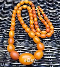 Fine Antique Heavy Natural Baltic Amber Butterscotch Beads Necklace 49g