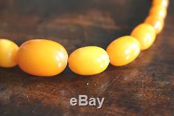 Fine Antique Natural Baltic Butterscotch Egg Yolk Amber Graduated Beads, 26.3gr