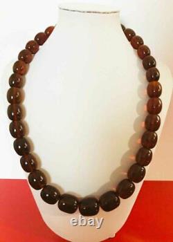 GENUINE AMBER NECKLACE Cognac Natural Baltic Amber Large Amber Beads pressed