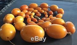 Genuine Natural Baltic Butterscotch Egg Yolk Amber Bead Necklace 64.2g Antique