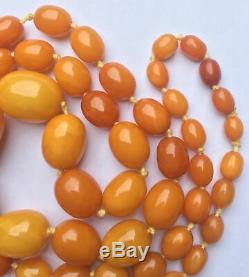 GENUINE antique EGG YOLK BUTTERSCOTCH chunky AMBER BEAD NECKLACE 47g 2.5cm bead
