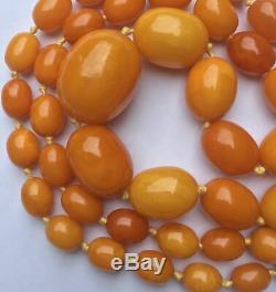 GENUINE antique EGG YOLK BUTTERSCOTCH chunky AMBER BEAD NECKLACE 47g 2.5cm bead
