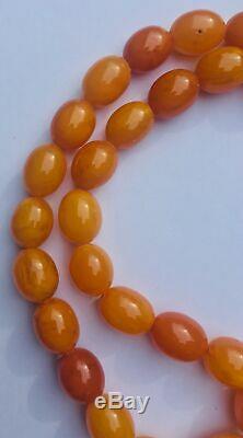 GENUINE antique EGG YOLK BUTTERSCOTCH chunky AMBER BEAD NECKLACE 66g 2.2cm bead