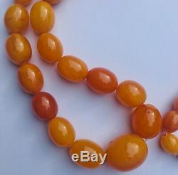 GENUINE antique EGG YOLK BUTTERSCOTCH chunky AMBER BEAD NECKLACE 66g 2.2cm bead