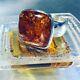 Genuine 925 Sterling Silver Large Chunky Baltic Amber Gemstone Ring Size 9