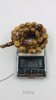 Genuine Amber Tasbih Misbaha Natural Baltic Amber Islamic 45 Beads pressed 36gr