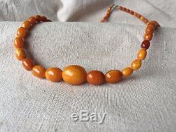 Genuine Antique Natural Baltic Amber Beads Necklace Pendant 22.6g 22.4'' 57cm