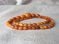 Genuine Antique Natural Baltic Amber Beads Necklace Pendant 22.6g 22.4'' 57cm