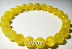 Genuine BALTIC AMBER BRACELET lemon ROUND amber Beads Bracelet