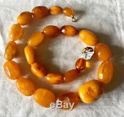Genuine BUTTERSCOTCH AMBER bead necklace 60 gram