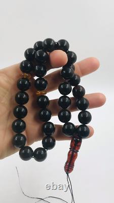 Genuine Baltic Amber 33 islamic prayer beads Amber Misbaha Tasbih pressed 80g
