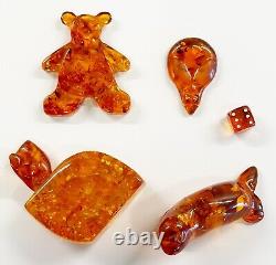 Genuine Baltic Amber Handmade Carved Figurines Collectible Souvenirs Set 28 g