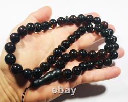 Genuine Baltic Amber Islamic Prayer 45 Beads Misbaha Gemstone Tasbih pressed