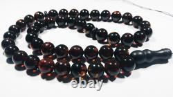 Genuine Baltic Amber Islamic Prayer 45 Beads Misbaha Gemstone Tasbih pressed