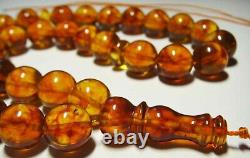 Genuine Baltic Amber Misbaha Amber Rosary Islamic 33 prayer pressed