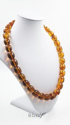 Genuine Baltic Amber Necklace Large Amber Beads Amber Jewelry 77gr pressed