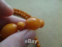 Genuine Baltic Amber Old necklace beads Butter Egg Yolk natural vintage 32 g