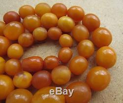 Genuine Baltic Amber Old necklace beads Rare Round natural vintage 39 g