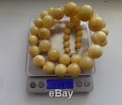 Genuine Baltic Amber modified Old necklace beads Rare Round natural 114 g