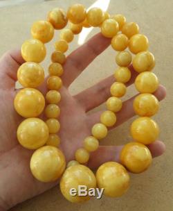 Genuine Baltic Amber modified Old necklace beads Rare Round natural 140 g