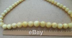 Genuine Baltic Amber modified Old necklace beads Rare Round natural white 146 g